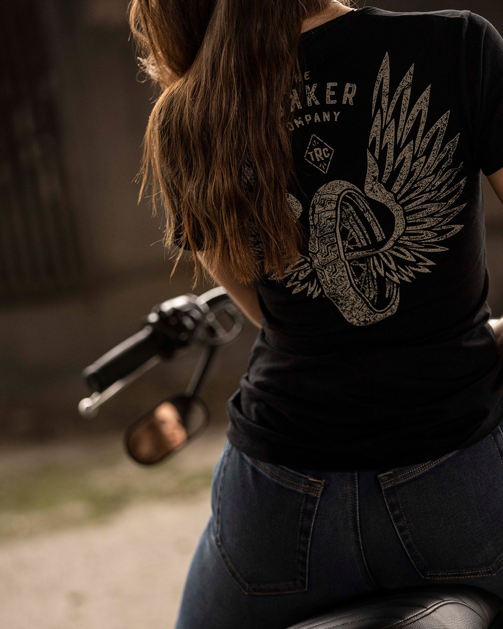 Flying Wheel Lady T-Shirt Black